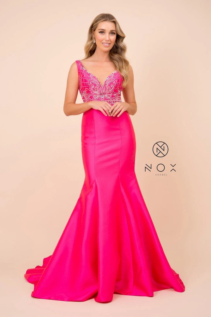 Prom Beaded Sleeveless Mermaid Dress By Nox Anabel 8307 3 Prom Beaded Sleeveless Mermaid Dress By Nox Anabel 8307