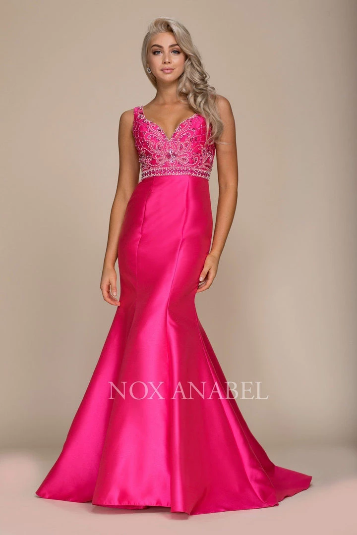Prom Beaded Sleeveless Mermaid Dress By Nox Anabel 8307 5 Prom Beaded Sleeveless Mermaid Dress By Nox Anabel 8307