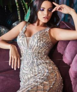 Beaded Sleeveless Mermaid Gown By Cinderella Divine CD935 Prom 13 Beaded Sleeveless Mermaid Gown By Cinderella Divine CD935 Prom