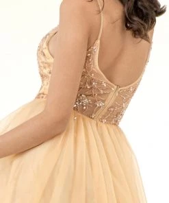 Beaded Sleeveless Slit Gown By Elizabeth K GL2983