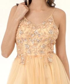 Beaded Sleeveless Slit Gown By Elizabeth K GL2983