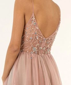 Beaded Sleeveless Slit Gown By Elizabeth K GL2983