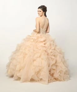 Ruffled Strapless Organza Ball Gown By Juliet 1418