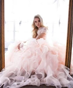 Ruffled Strapless Organza Ball Gown By Juliet 1418