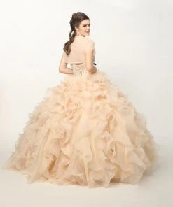 Ruffled Strapless Organza Ball Gown By Juliet 1418