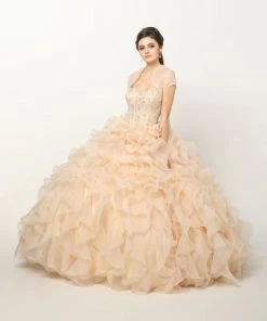 Ruffled Strapless Organza Ball Gown By Juliet 1418