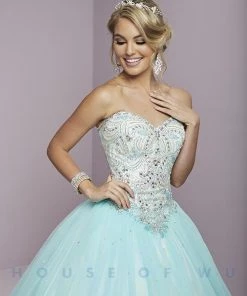 Quinceañera Beaded Strapless Dress By House Of Wu Fiesta Gowns 56287