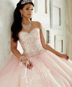 Quinceañera Beaded Strapless Dress By House Of Wu Fiesta Gowns 56287