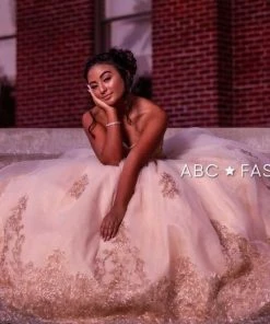 House Of Wu Fiesta Gowns Beaded Strapless Quinceanera Dress By Fiesta Gowns 56386