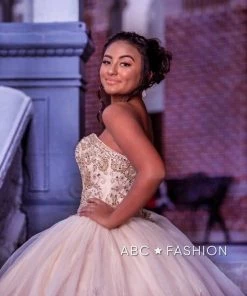 House Of Wu Fiesta Gowns Beaded Strapless Quinceanera Dress By Fiesta Gowns 56386