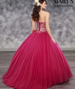 Beaded Strapless Quinceanera Dress By Mary's Bridal MQ1015 Quinceañera