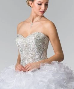 Beaded Strapless Ruffled Ballgown By Elizabeth K GL2209