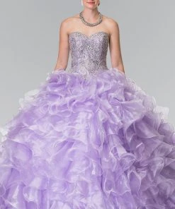Beaded Strapless Ruffled Ballgown By Elizabeth K GL2209