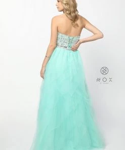Beaded Strapless Sweetheart Gown With Tiered Skirt By Nox Anabel 2740 Prom