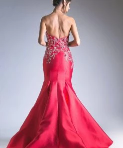 Prom Satin Strapless Mermaid Dress By Cinderella Divine 71133-1