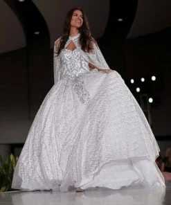 Beaded Sweetheart Ball Gown With Cape By Elizabeth K GL2914