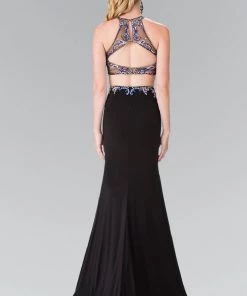 Prom Beaded Two-Piece Illusion Dress With Slit By Elizabeth K GL2277