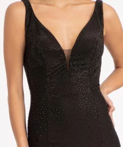 Beaded V-Neck Mermaid Dress By Elizabeth K GL3037 Prom