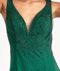 Beaded V-Neck Mermaid Dress By Elizabeth K GL3037 Prom