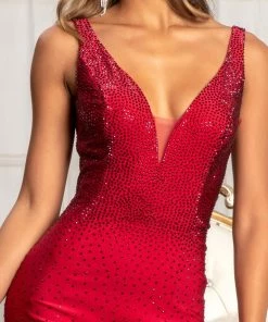 Beaded V-Neck Mermaid Dress By Elizabeth K GL3037 Prom