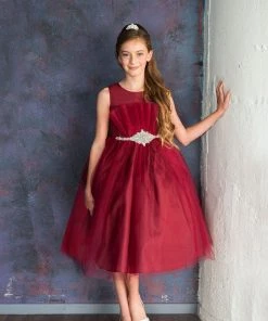 Calla Collection Big Girls Pleated Tea Length Tulle Dress By Calla D793 Flower Girl Dresses