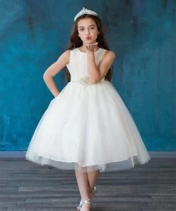 Calla Collection Big Girls Pleated Tea Length Tulle Dress By Calla D793 Flower Girl Dresses