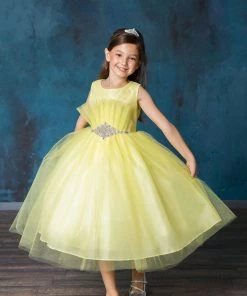 Calla Collection Big Girls Pleated Tea Length Tulle Dress By Calla D793 Flower Girl Dresses