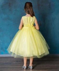 Calla Collection Big Girls Pleated Tea Length Tulle Dress By Calla D793 Flower Girl Dresses