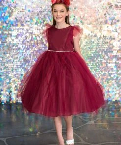 Calla Collection Flower Girl Dresses Big Girls Tulle Dress With Short Sleeves By Calla D794