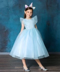 Calla Collection Flower Girl Dresses Big Girls Tulle Dress With Short Sleeves By Calla D794