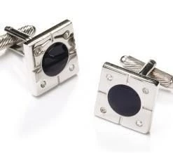 ABC Fashion Black And Silver Square Cufflinks Men