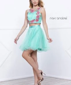 Black Crop Top Floral Embroiderered Dress By Nox Anabel 6228 Prom