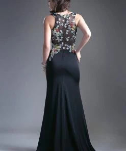 Prom Long Illusion Floral Dress With Slit By Cinderella Divine 6395