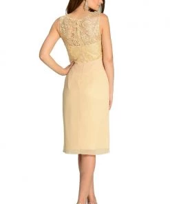 Black Knee Length Chiffon Dress With Lace Top By Poly USA