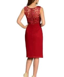 Black Knee Length Chiffon Dress With Lace Top By Poly USA