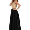 Prom Black Long A Line Gown With Lace Applique Bodice By Poly USA 2 Prom Black Long A Line Gown With Lace Applique Bodice By Poly USA