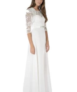 Black Long Lace Bodice Dress With Bolero Jacket By Poly USA