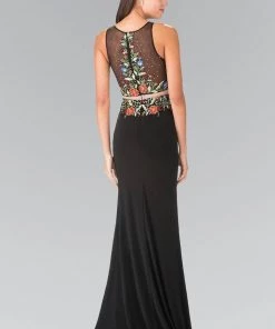 Black Mock Two-Piece Floral Embroidered Dress By Elizabeth K GL2241