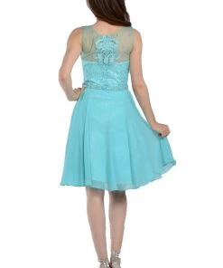 Black Short Chiffon Dress With Beaded Bodice By Poly USA Prom