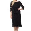 Mother Of The Bride Dresses Black Short Floral Lace Dress With Sleeves By Lenovia