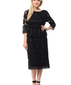 Mother Of The Bride Dresses Black Short Floral Lace Dress With Sleeves By Lenovia