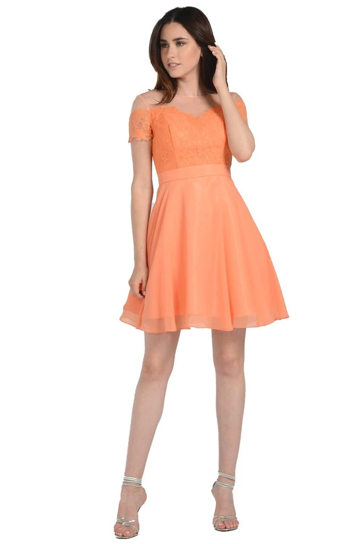 Black Short Lace Bodice Dress With Short Sleeves By Poly USA 7 Black Short Lace Bodice Dress With Short Sleeves By Poly USA