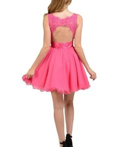 Black Short Sleeveless Lace Applique Dress By Poly USA