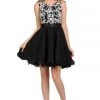 Black Short Sleeveless Lace Applique Dress By Poly USA