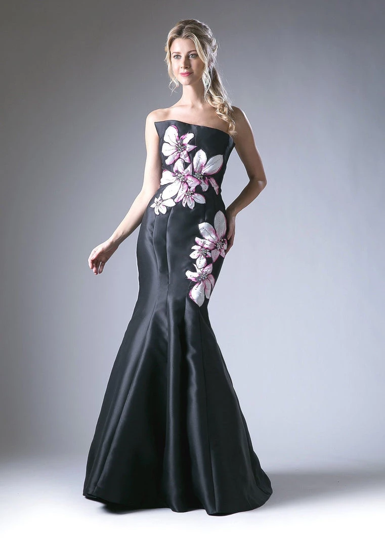 Black Long Floral Print Dress By Cinderella Divine 12333 3 Black Long Floral Print Dress By Cinderella Divine 12333