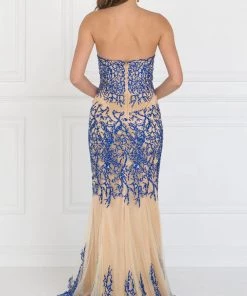 Black/Nude Strapless Beaded Mermaid Gown By Elizabeth K GL2055
