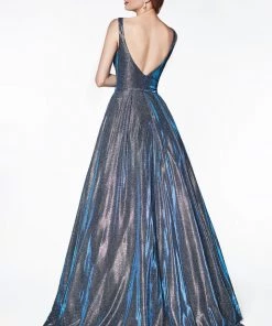 Prom Blue A-line Glitter Gown By Cinderella Divine CB0034