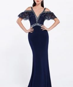 Prom Blue Long Cold Shoulder Dress By Cinderella Divine 13119