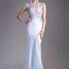 Prom Blue Long Fitted Illusion Satin Dress By Cinderella Divine 5297