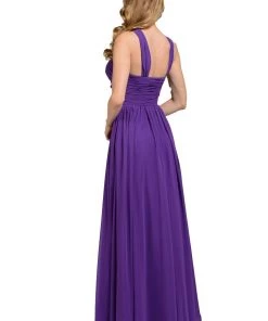 Prom Blue Long One Shoulder Chiffon Dress By Poly USA 6678